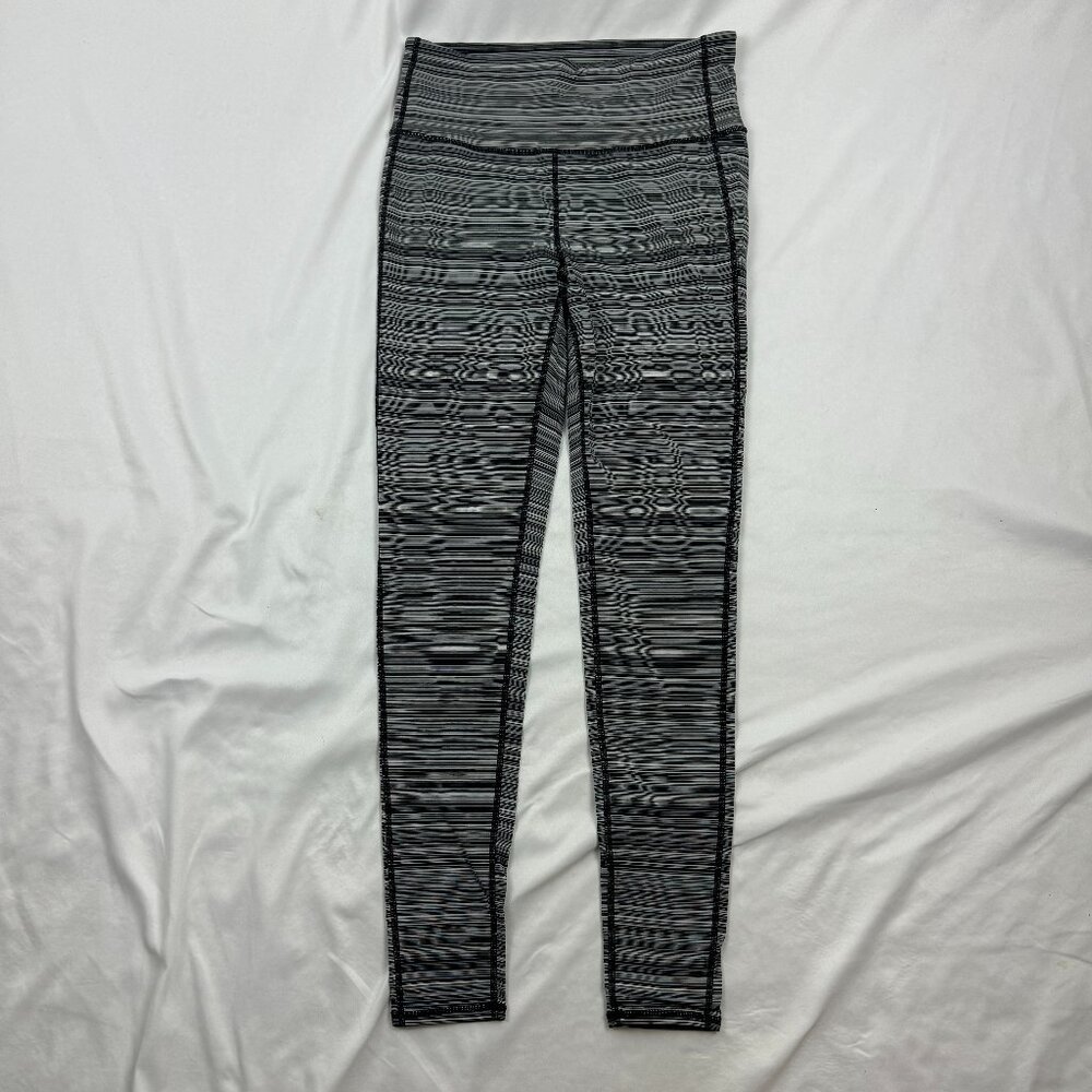 ATHLETA Leggings Womens Stretch Black Striped Pants Size M